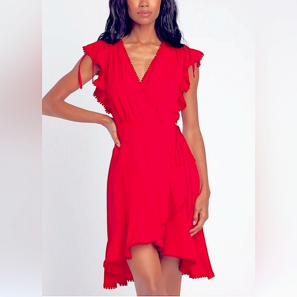 Lulu's Red Asymmetrical Wrap Sundress